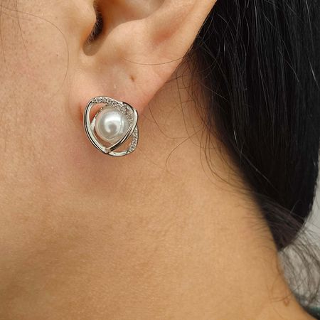 Brinco Com Zircônia Pérola Prata - Chérie Bijoux