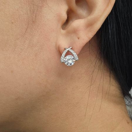 Brinco Com Zircônia Detalhado Prata - Chérie Bijoux