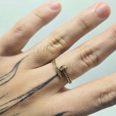 Anel Cravejado Em Zircônia Prego Dourado - Chérie Bijoux