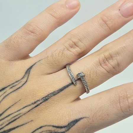 Anel Cravejado Em Zircônia Prego Prata - Chérie Bijoux
