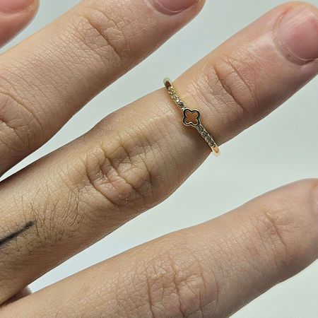 Anel Falange Cravejado Em Zircônia Trevo Dourado - Chérie Bijoux
