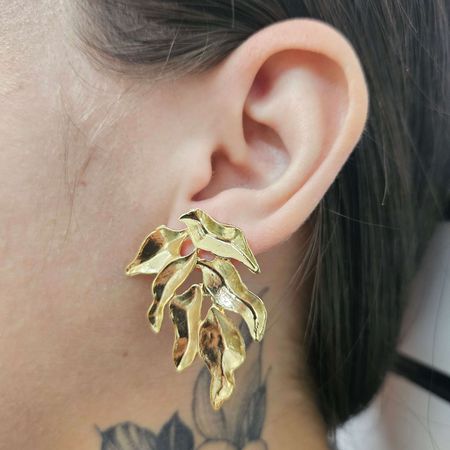 Brinco Folheado a Ouro 18K Folha - Chérie Bijoux