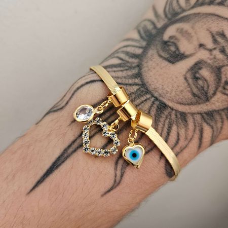 Pulseira Folheada A Ouro 18K Laminada Com Pingente... - Chérie Bijoux