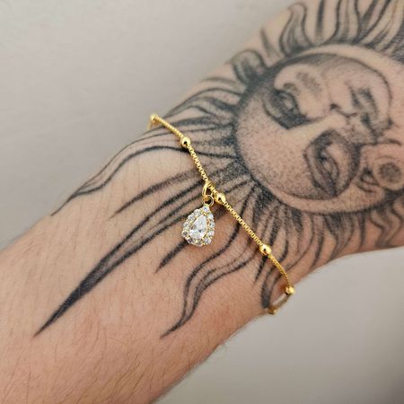 Pulseira Folheada A Ouro 18K Com Zircônia Gotinha - Chérie Bijoux