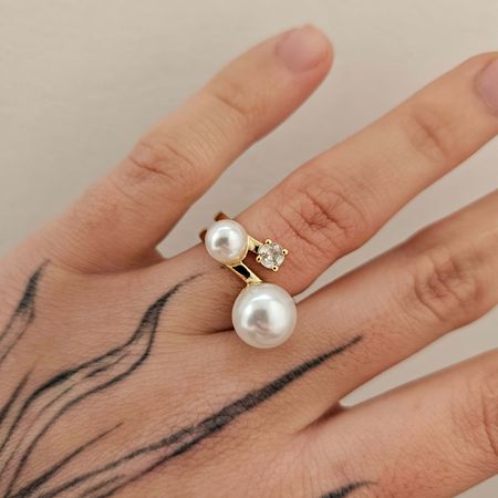 Anel Pérola Dourada - Chérie Bijoux