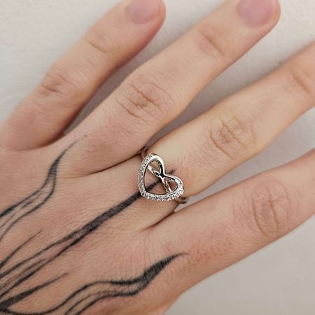 Anel Cravejado Em Zircônia Coração Prata - Chérie Bijoux