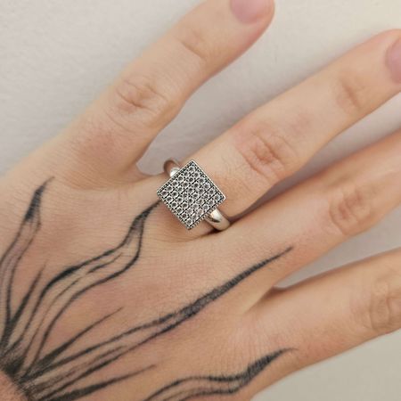 Anel Cravejado Em Zircônia Glamour Prata - Chérie Bijoux