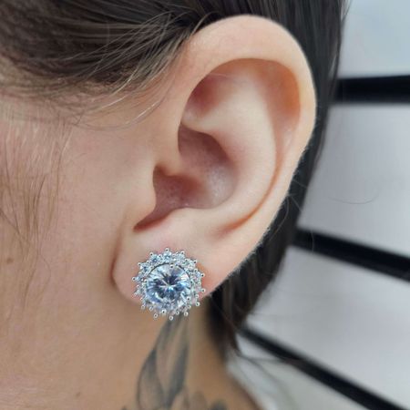 Brinco Com Zircônia Prata Branco - Chérie Bijoux