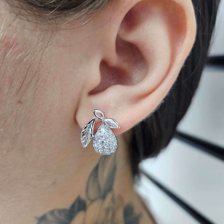 Brinco Com Zircônia Frutinha Prata - Chérie Bijoux
