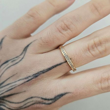 Anel Cravejado Em Zircônia Dourado - Chérie Bijoux