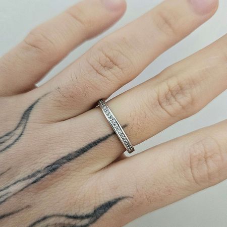Anel Cravejado Em Zircônia Prata - Chérie Bijoux