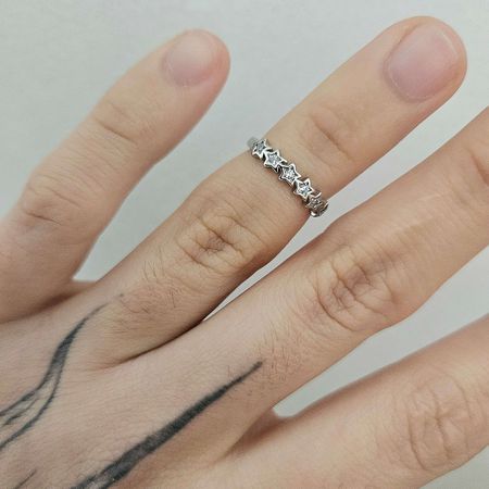Anel Falange Cravejado Em Zircônia Estrelinhas Pra... - Chérie Bijoux