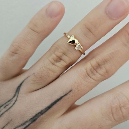 Anel Falange Cravejado Em Zircônia Coração Dourado... - Chérie Bijoux