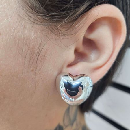 Brinco Folheado a Prata 925 Coração - Chérie Bijoux