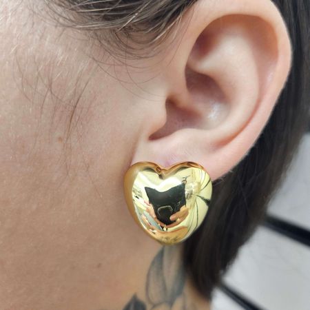 Brinco Folheado a Ouro 18K Coração - Chérie Bijoux