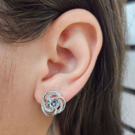 Brinco Com Zircônia Detalhado Prata - Chérie Bijoux
