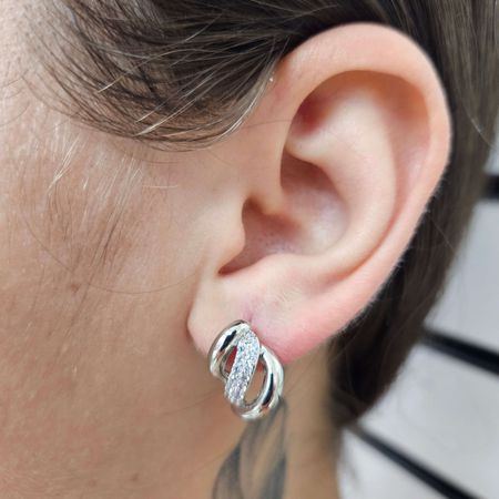 Brinco Com Zircônia Delicado Prata - Chérie Bijoux