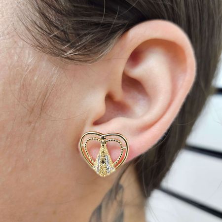 Brinco Com Zircônia Nossa Senhora Aparecida Com Co... - Chérie Bijoux