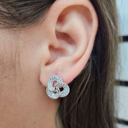 Brinco Com Zircônia Detalhado Prata - Chérie Bijoux