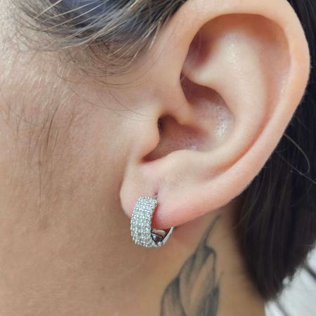 Mini Argola Com Zircônia Prata - Chérie Bijoux