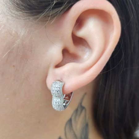 Mini Argola Com Zircônia Coração Prata - Chérie Bijoux