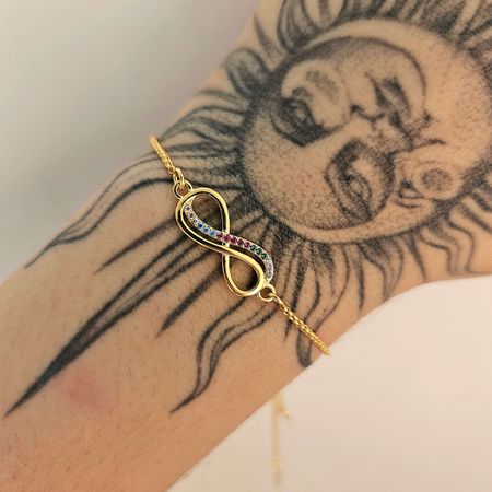 Pulseira Gravatinha Folheada A Ouro 18K Com Zircôn... - Chérie Bijoux