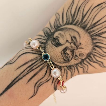Pulseira Folheada A Ouro 18K Pérola Colorida - Chérie Bijoux