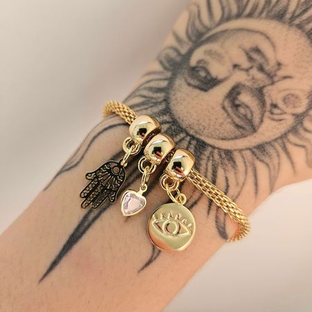 Pulseira Folheada A Ouro 18K Pingentes - Chérie Bijoux
