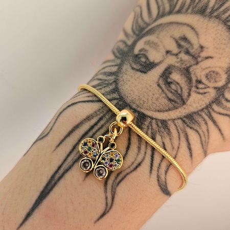 Pulseira Folheada A Ouro 18K Com Zircônia Borbolet... - Chérie Bijoux