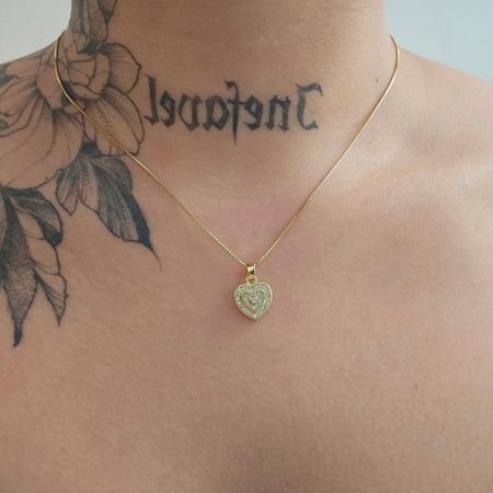 Colar Folheado a Ouro 18K Com Zircônia Coração - Chérie Bijoux