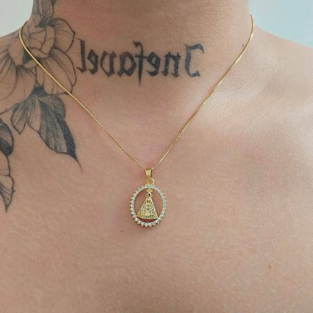 Colar Folheado a Ouro 18K Com Zircônia Nossa Senho... - Chérie Bijoux
