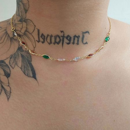 Colar Folheado a Ouro 18K Navete Colorido - Chérie Bijoux