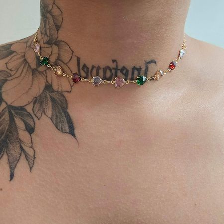 Colar Folheado a Ouro 18K Coração Colorido - Chérie Bijoux