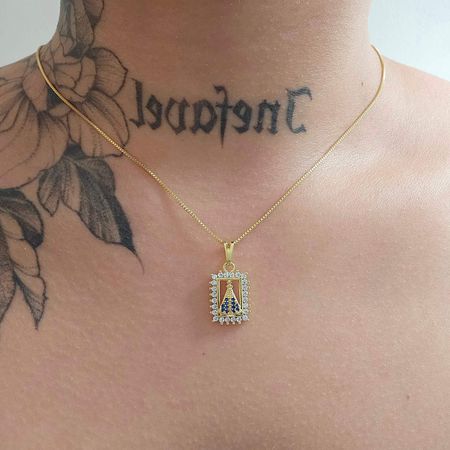 Colar Folheado a Ouro 18K Com Zircônia Nossa Senho... - Chérie Bijoux