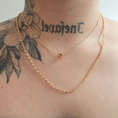 Colar Duplo Folheado a Ouro 18K Baiana e Coração - Chérie Bijoux