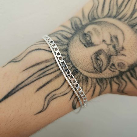 Pulseira Dupla Folheada A Prata 925 Elos - Chérie Bijoux