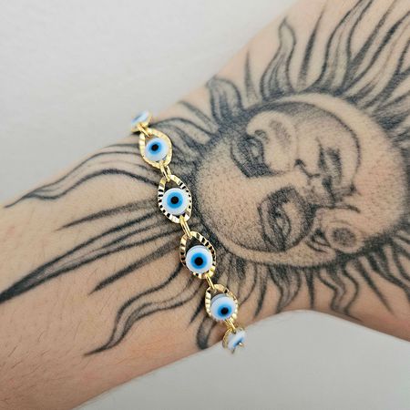 Pulseira Folheada A Ouro 18K Olho Grego - Chérie Bijoux