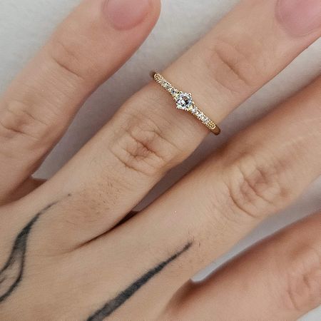 Anel Falange Cravejado Em Zircônia Dourado Ponto D... - Chérie Bijoux