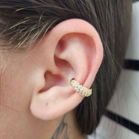 Piercing Fake Com Zircônia Delicado Dourado - Chérie Bijoux