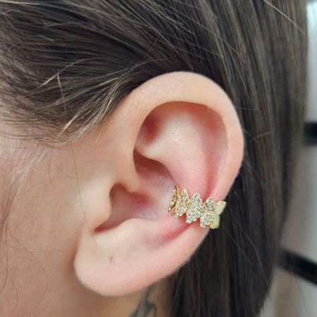 Piercing Fake Com Zircônia Detalhado Dourado - Chérie Bijoux
