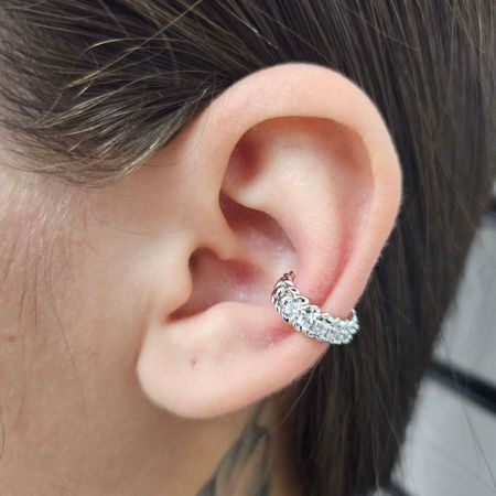 Piercing Fake Com Zircônia Detalhado Prata - Chérie Bijoux