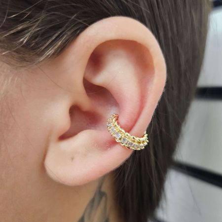 Piercing Fake Com Zircônia Detalhado Dourado - Chérie Bijoux