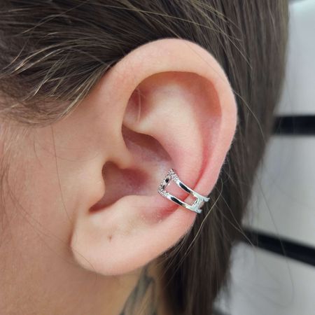 Piercing Fake Com Zircônia Vazado Prata - Chérie Bijoux