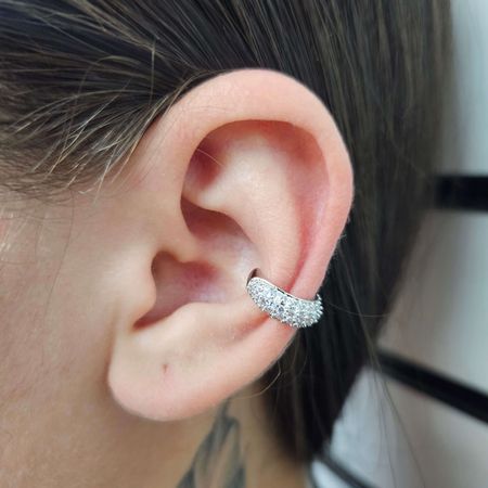 Piercing Fake Com Zircônia Delicado Prata - Chérie Bijoux