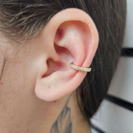 Piercing Fake Com Zircônia Delicado Dourado - Chérie Bijoux