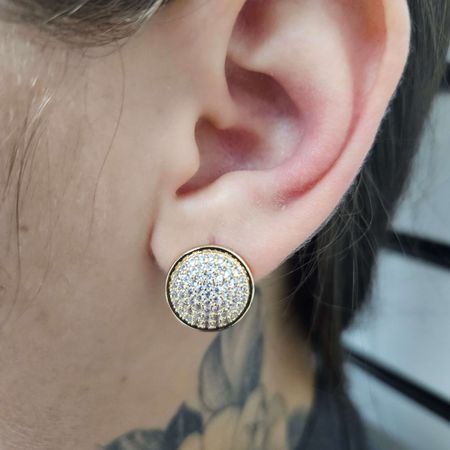 Brinco Com Zircônia Ponteira Dourada - Chérie Bijoux