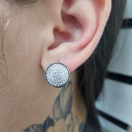 Brinco Com Zircônia Ponteira Prata - Chérie Bijoux