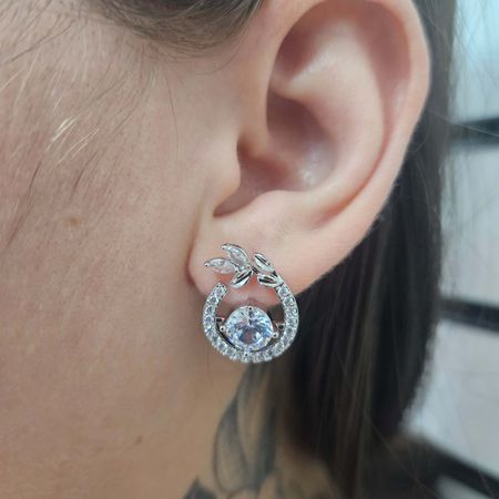 Brinco Com Zircônia Ramos Prata - Chérie Bijoux
