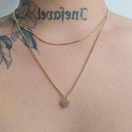 Colar Duplo Folheado a Ouro 18K Coração - Chérie Bijoux