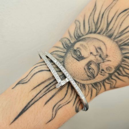Bracelete Prego Cravejado Em Zircônia Prata - Chérie Bijoux